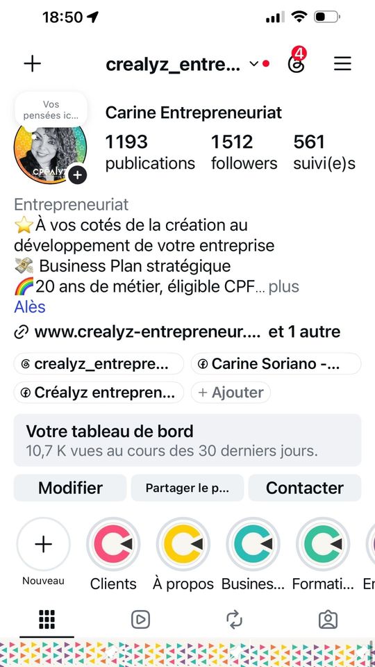 Compte Instagram Créalyz de Carine Soriano